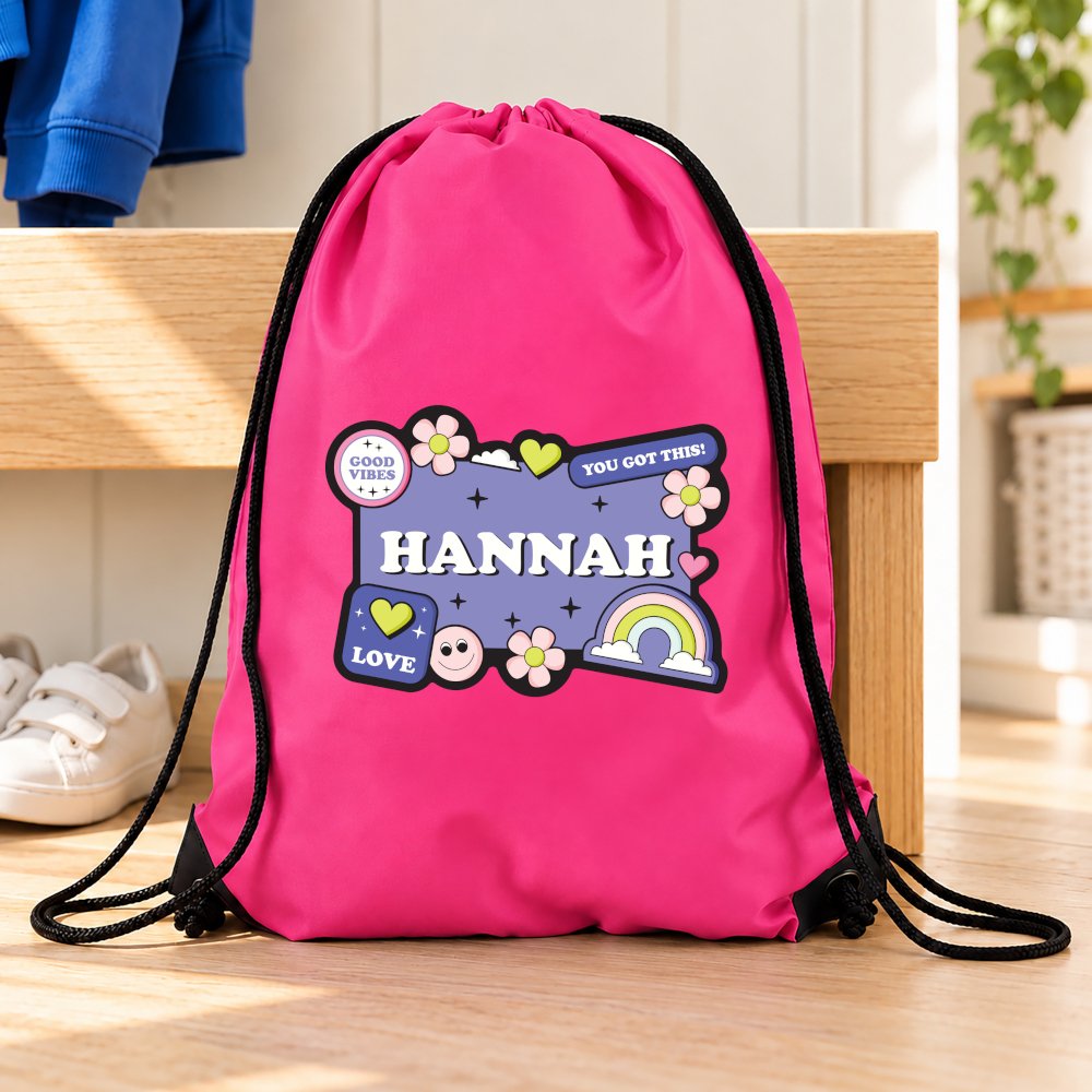 Personalised Children's 'Good Vibes' Design Pink Kit Bag - Image 4