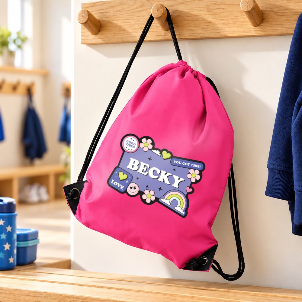 Personalised Children's 'Good Vibes' Design Pink Kit Bag - Image 3