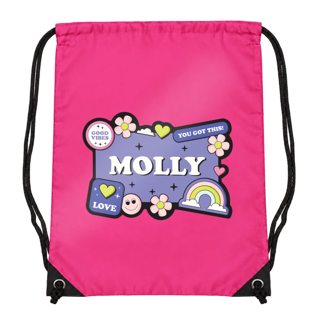 Personalised Children's 'Good Vibes' Design Pink Kit Bag - Image 5
