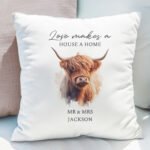 Personalised Any Message Highland Cow Design Filled Cushion