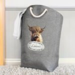 Personalised Highland Cow Design Grey Laundry Bag - Image 4