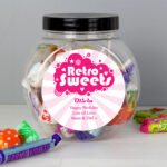 Personalised Pink 'Retro Sweets' Design Sweet Jar