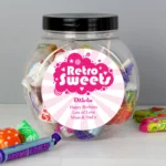 Personalised Pink 'Retro Sweets' Design Sweet Jar