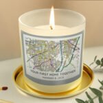 Personalised Present Day Map Scented Glass Jar Candle
