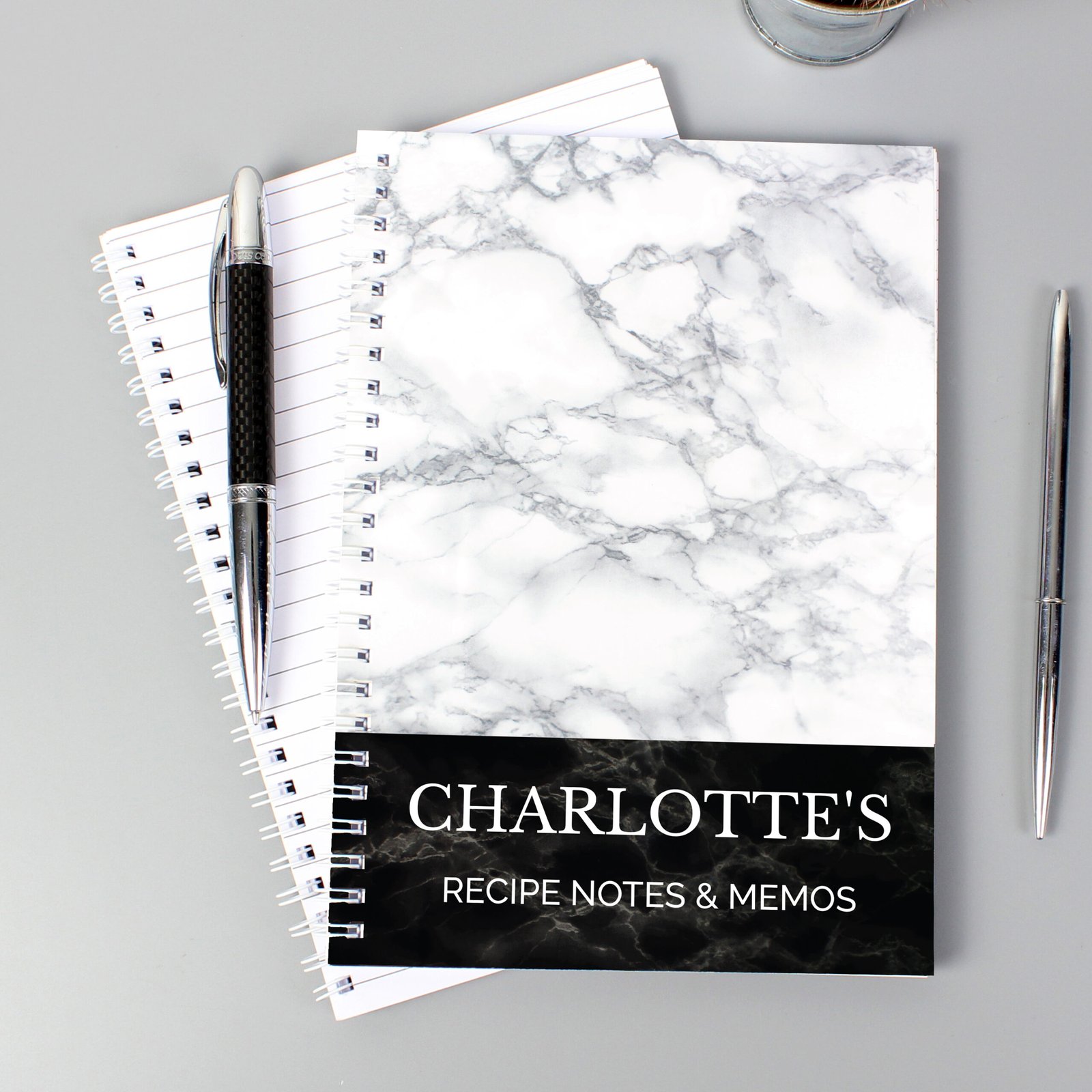 P0512AA18 Personalised Any Message Marble Effect A5 Notebook Personalised Any Message Marble Effect A5 Notebook - Image 1