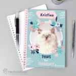Personalised Rachael Hale 'Paws For Thought' Cat A5 Notebook