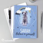 Personalised Rachael Hale 'Believe in Yourself' Dalmatian A5 Notebook