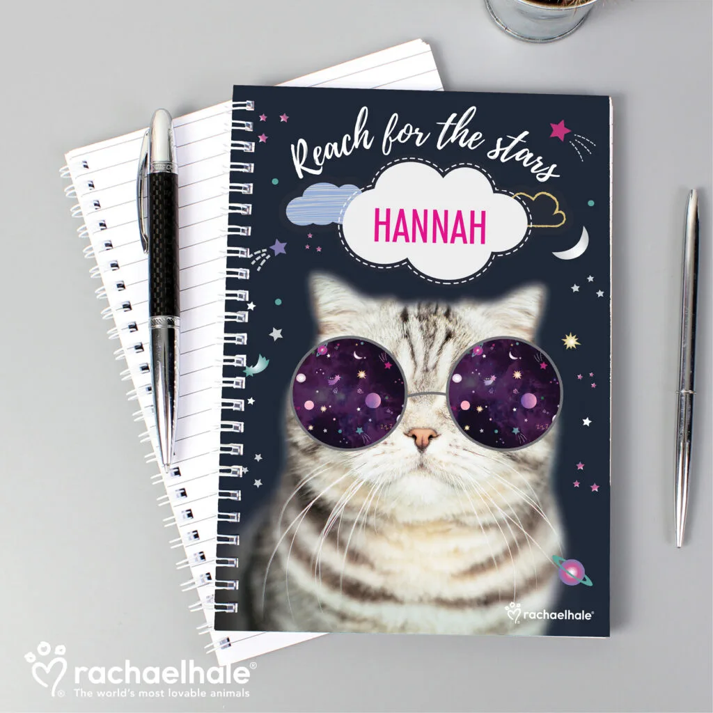 P0512AA52 Personalised Rachael Hale Space Cat Design A5 Notebook 2