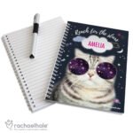 Personalised Rachael Hale Space Cat Design A5 Notebook - Image 3