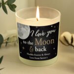 Personalised 'I Love You To The Moon & Back' Scented Frosted Glass Jar Candle - Image 4