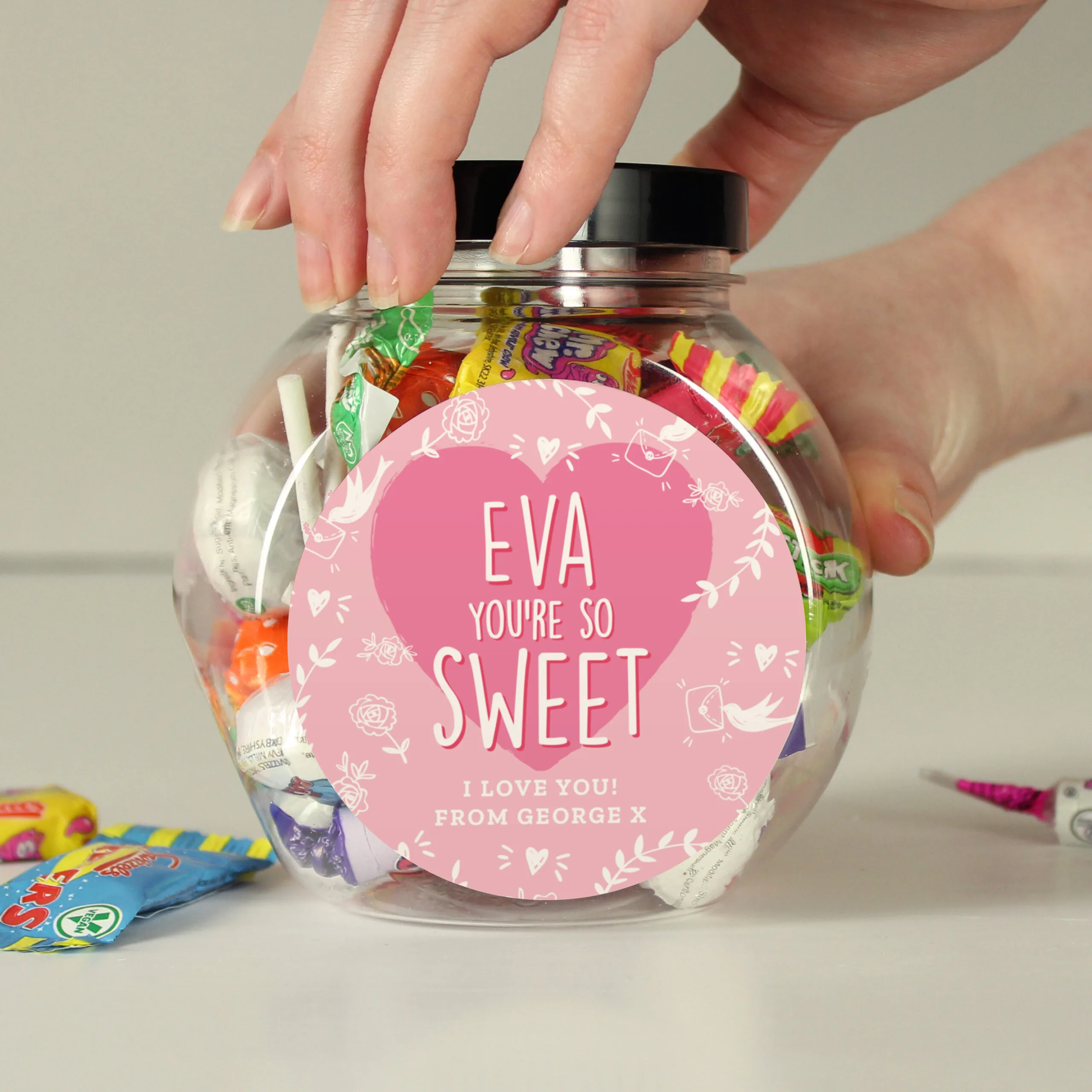 Personalised 'You're So Sweet' Heart Design Sweet Jar - Image 2