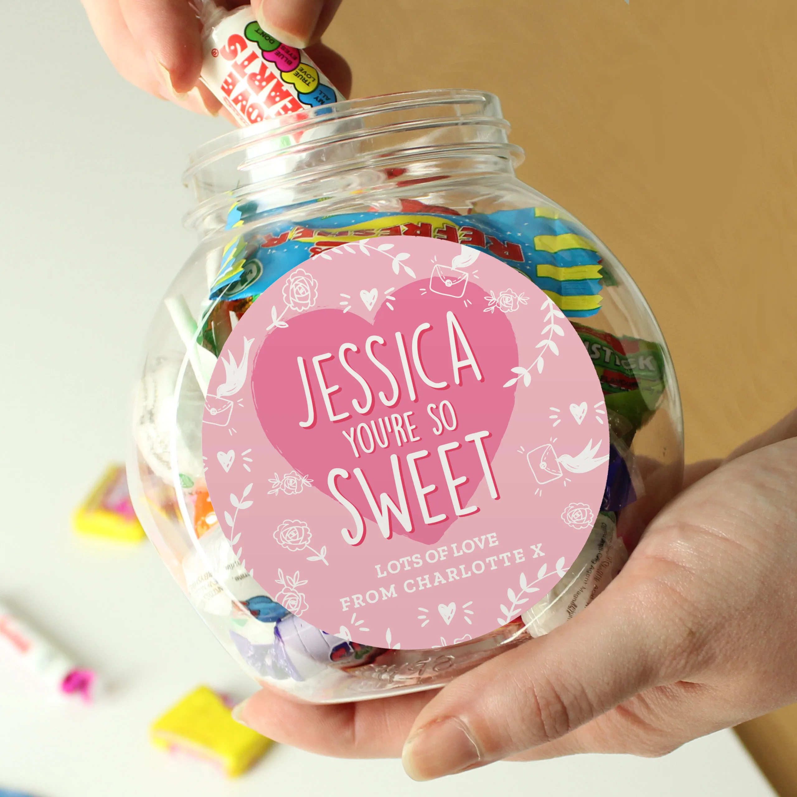 Personalised 'You're So Sweet' Heart Design Sweet Jar - Image 3