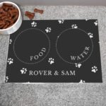 Personalised Paw Print Design Black Pet Bowl Mat - Image 2