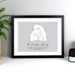 Personalised Any Message Polar Bear Design Family Black Framed Print