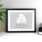Personalised Any Message Polar Bear Design Family Black Framed Print - Image 2