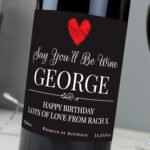 Personalised Any Message Red Heart Motif Bottle of Red Wine - Image 2