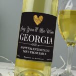 Personalised Any Message Gold Heart Motif Bottle of White Wine - Image 2