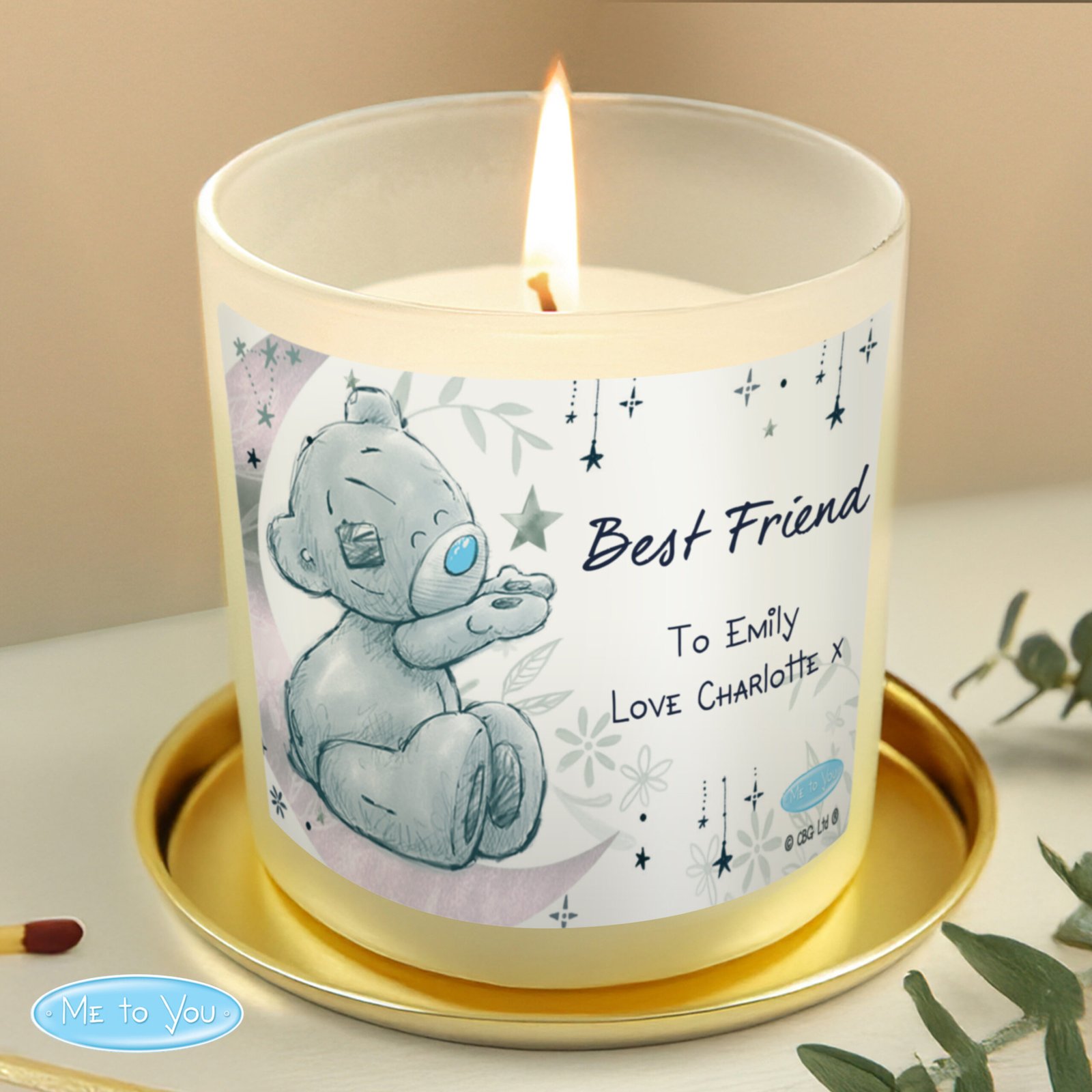 P0512AC38 Personalised Me to You Moon & Stars Design Scented Frosted Glass Jar Candle Personalised Me to You Moon & Stars Design Scented Frosted Glass Jar Candle - Image 1