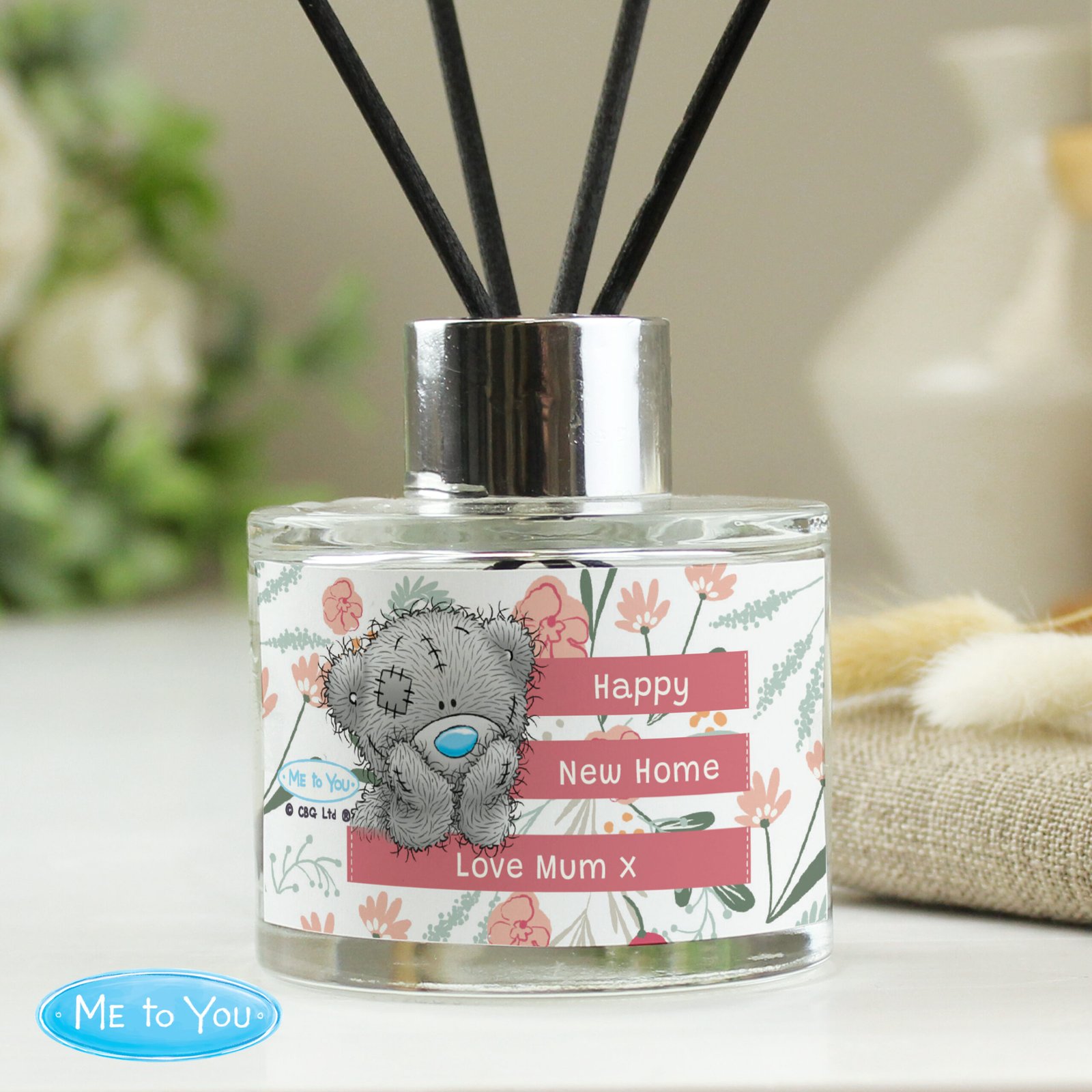 P0512AD46 Personalised Me to You Any Message Floral Design Glass Reed Diffuser Personalised Me to You Any Message Floral Design Glass Reed Diffuser - Image 1