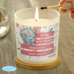 Personalised Me to You Floral Design Scented Frosted Glass Jar Candle - Image 3