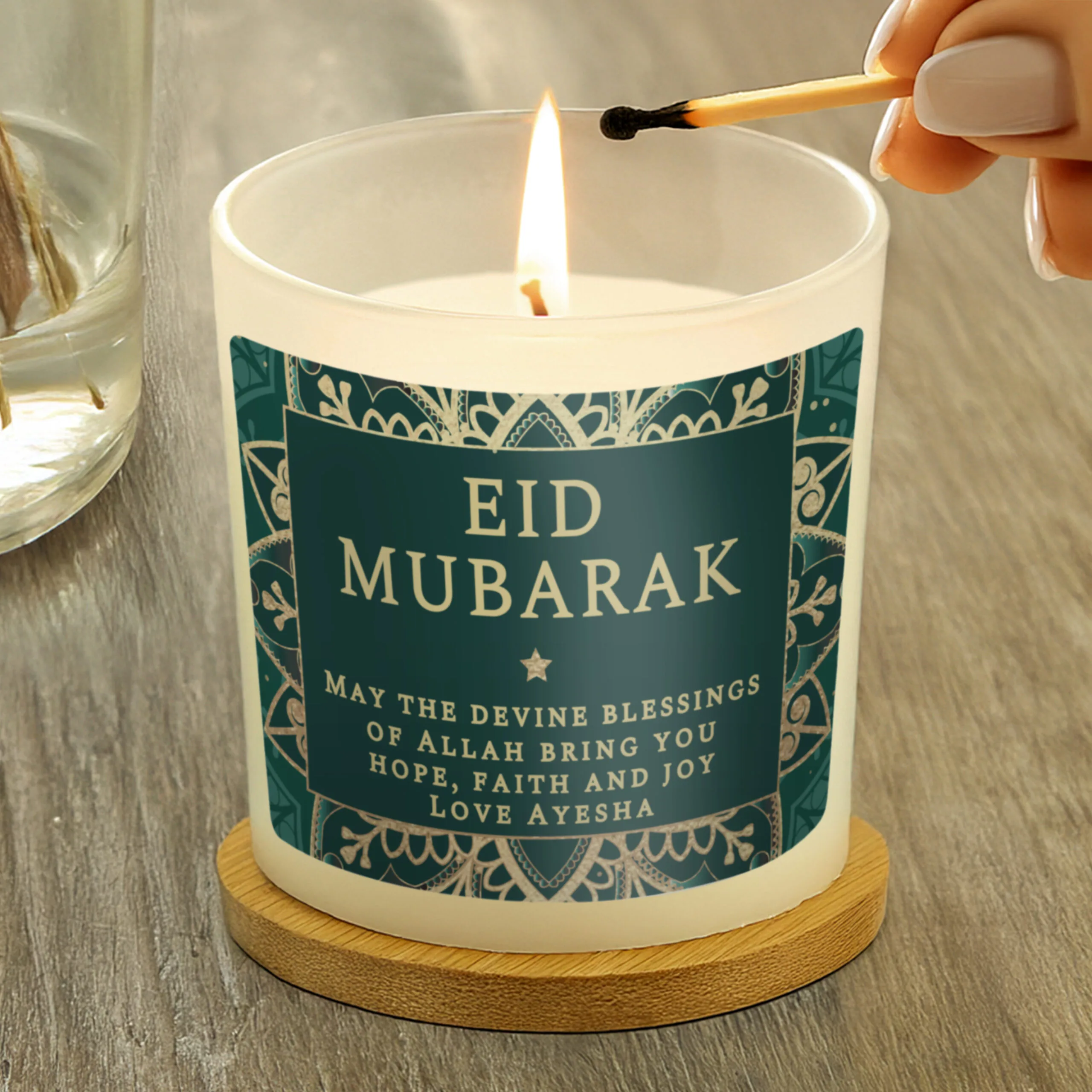 Personalised Eid & Ramadan Scented Frosted Glass Jar Candle - Image 3