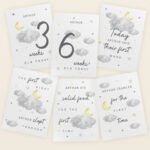 Personalised Cloud Design New Baby Milestone Cards (32 Pack)