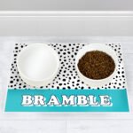 Personalised Blue Spotty Design Dog Pet Bowl Mat - Image 2