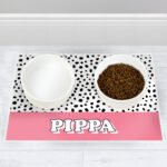 Personalised Pink Spotty Design Dog Pet Bowl Mat