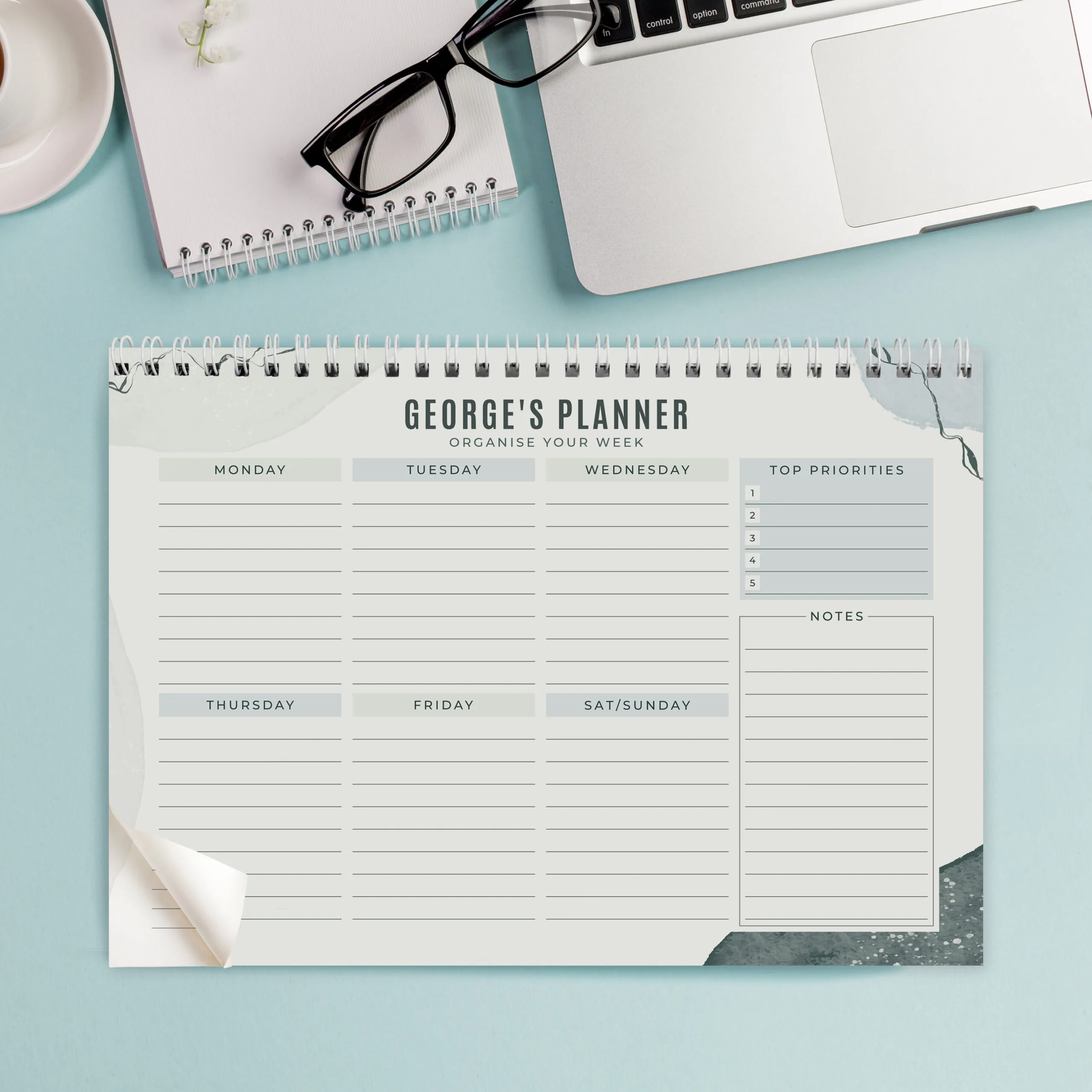 Personalised Abstract Design A4 Desk Weekly Planner - Image 2
