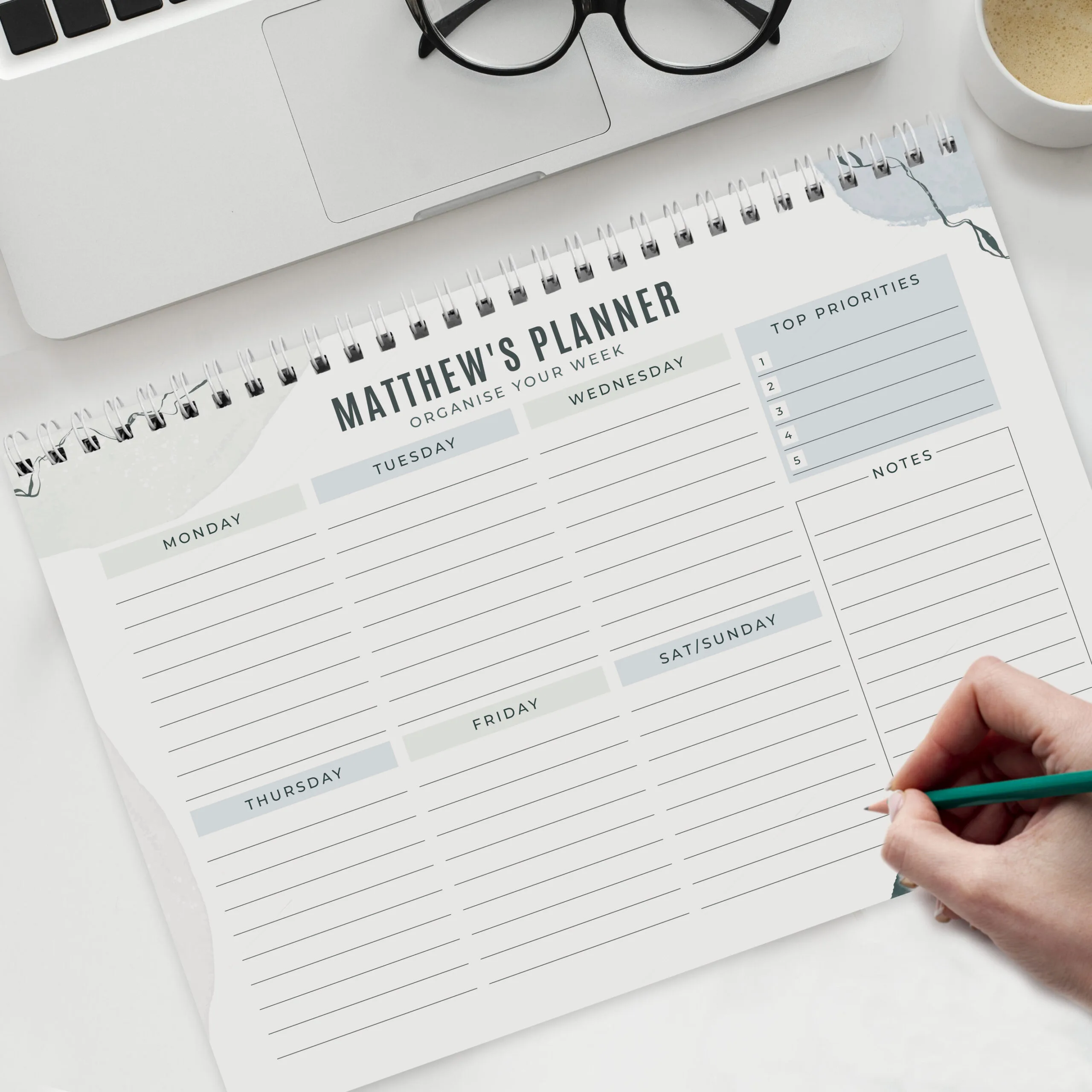 Personalised Abstract Design A4 Desk Weekly Planner - Image 5