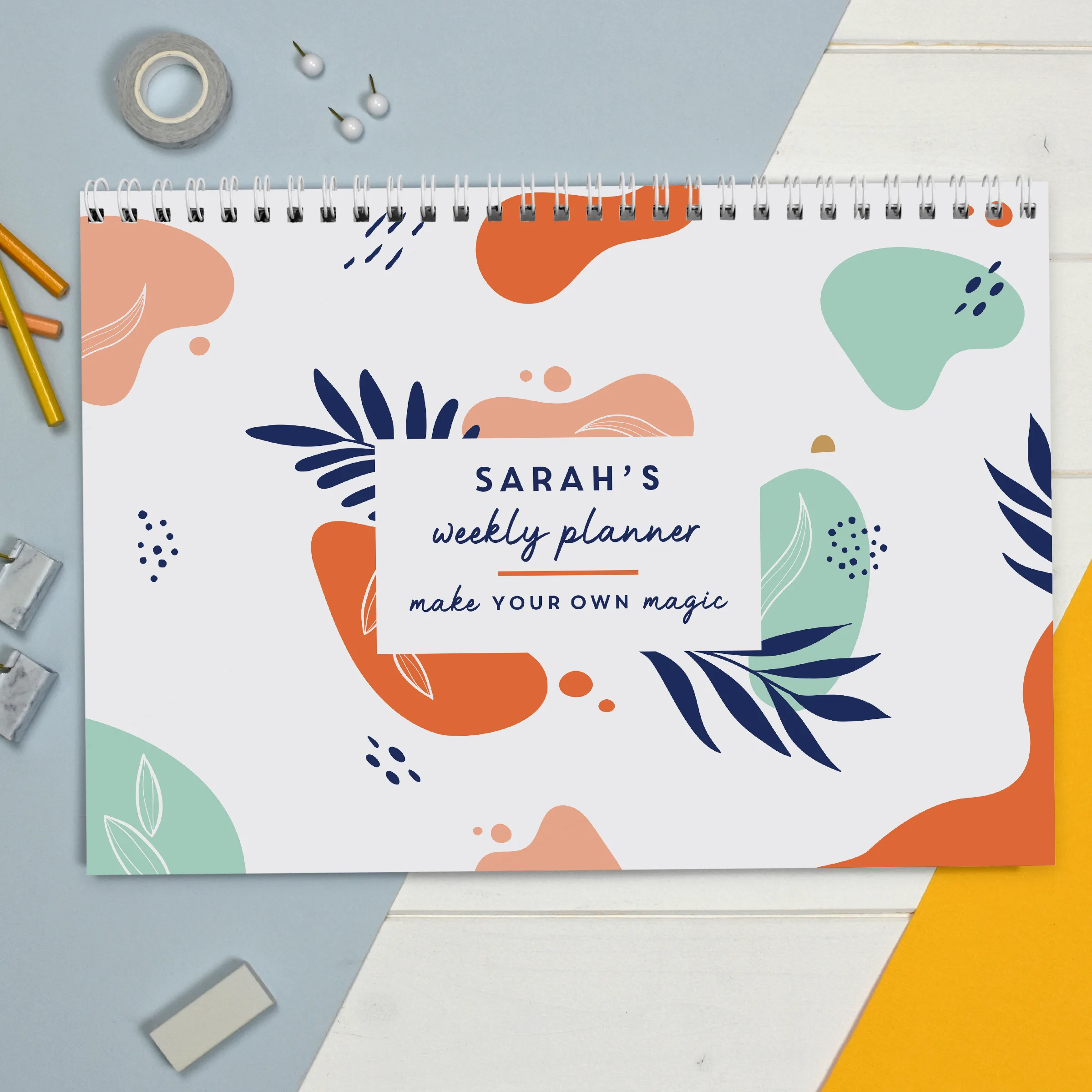 Personalised Name Only Tropical Design A4 Desk Planner - Image 3