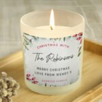 Personalised 'Christmas With...' Scented Frosted Glass Jar Candle
