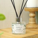 Personalised Any Message Botanical Design Wedding Glass Reed Diffuser - Image 2