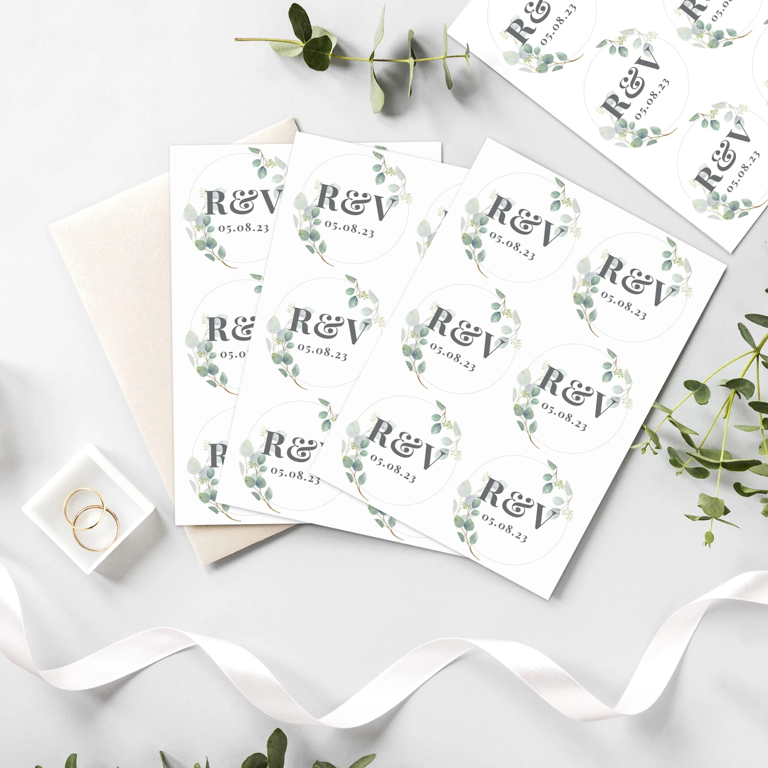 Personalised Initials Botanical Design Sticker Set (24 Pack) - Image 2