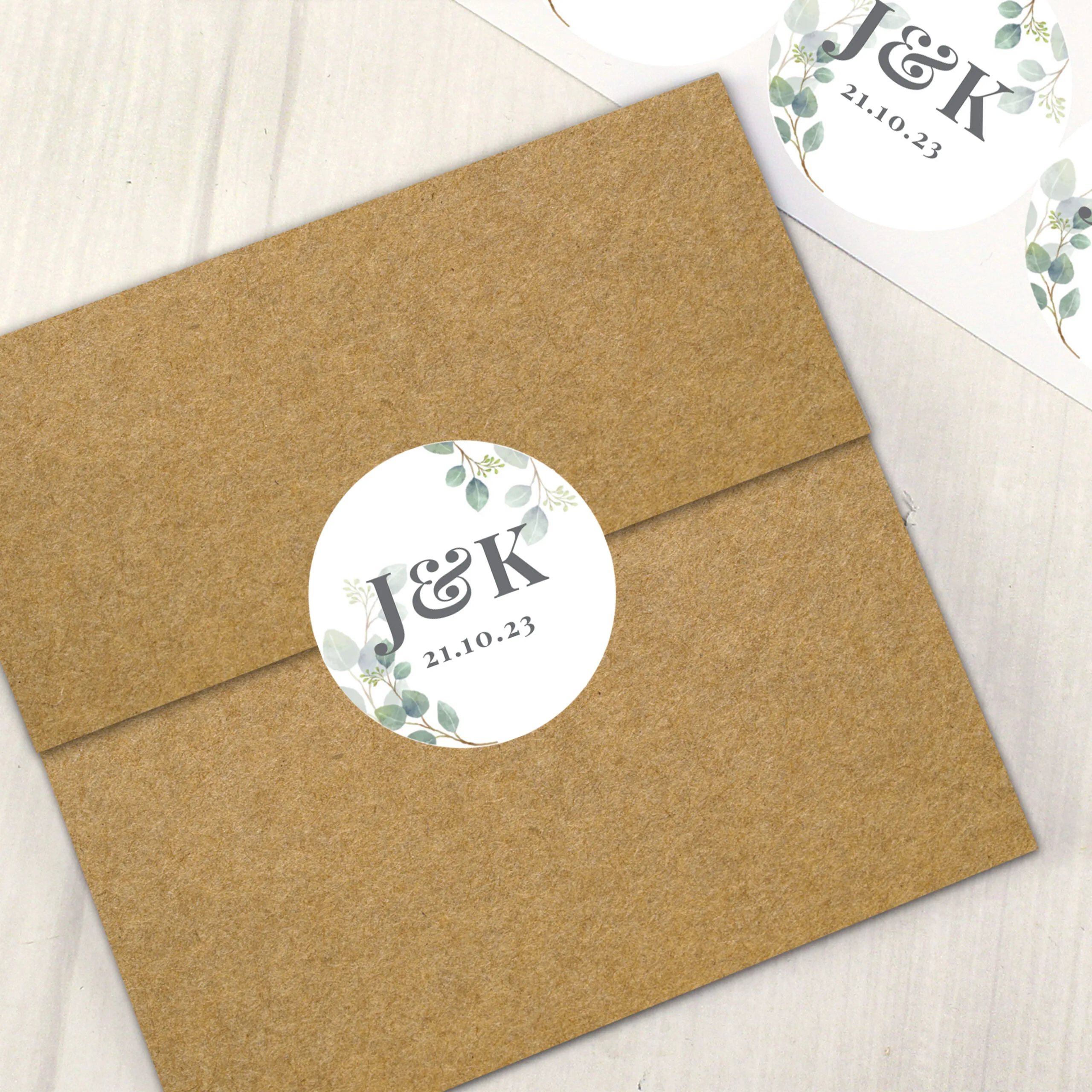 P0512AE53 Personalised Botanical Design Initials Sticker Set (24 Pack) 4 Personalised Initials Botanical Design Sticker Set (24 Pack) - Image 1
