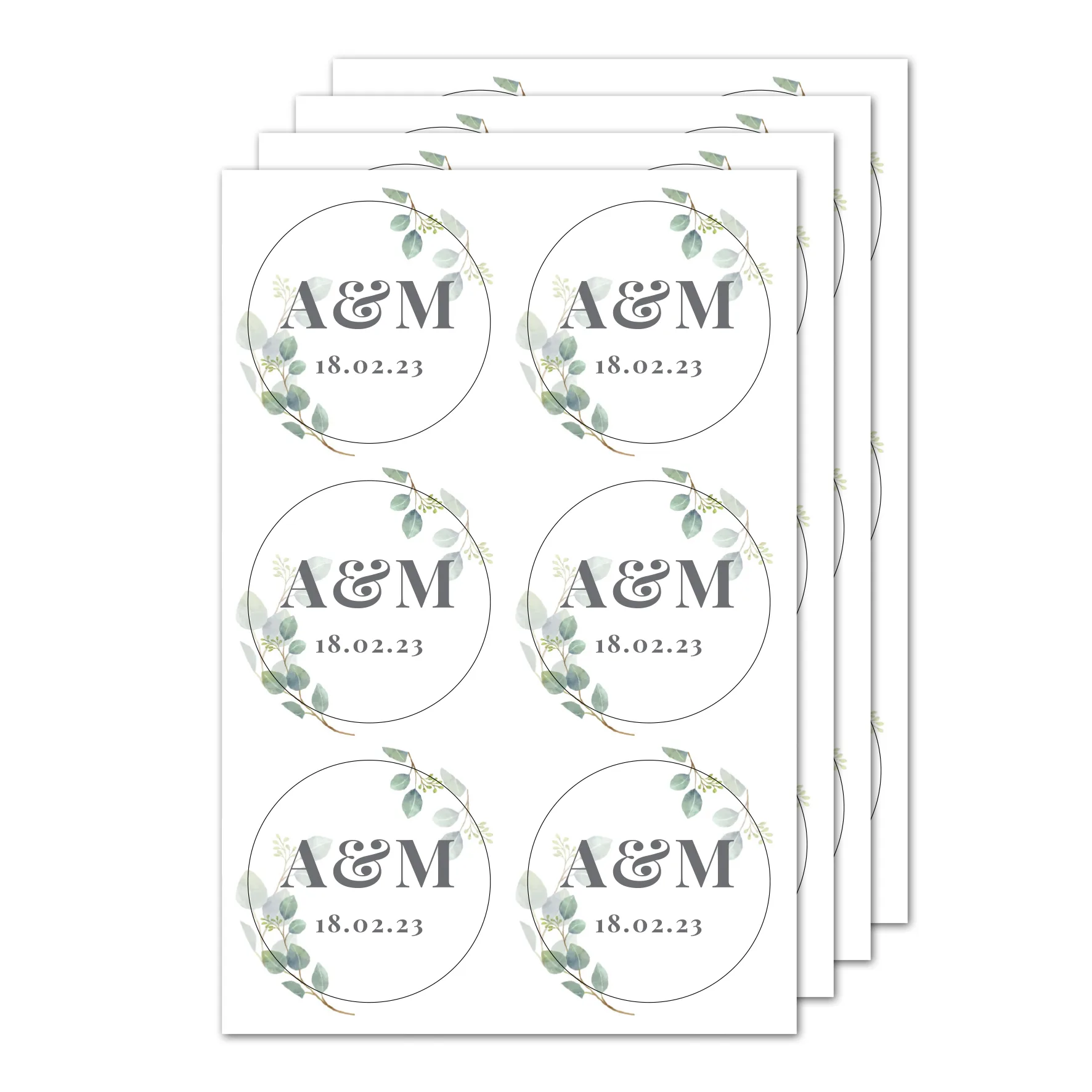 Personalised Initials Botanical Design Sticker Set (24 Pack) - Image 5