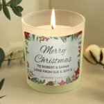 Personalised 'Merry Christmas' Scented Frosted Glass Jar Candle - Image 4