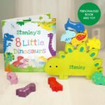 Personalised Children's Dinosaur Book & Wooden Stacking Toy Set - Image 7