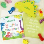 Personalised Children's Dinosaur Book & Wooden Stacking Toy Set - Image 3
