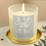 Personalised ‘Happy 25th Anniversary’ Silver Scented Frosted Glass Jar Candle