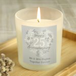 Personalised ‘Happy 25th Anniversary’ Silver Scented Frosted Glass Jar Candle - Image 4