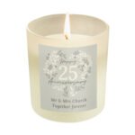 Personalised ‘Happy 25th Anniversary’ Silver Scented Frosted Glass Jar Candle - Image 5