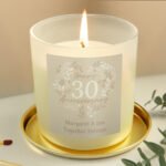 Personalised ‘Happy 30th Anniversary’ Pearl Scented Frosted Glass Jar Candle