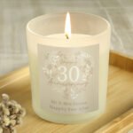 Personalised ‘Happy 30th Anniversary’ Pearl Scented Frosted Glass Jar Candle - Image 4