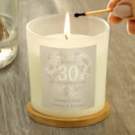Personalised ‘Happy 30th Anniversary’ Pearl Scented Frosted Glass Jar Candle - Image 5