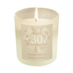 Personalised ‘Happy 30th Anniversary’ Pearl Scented Frosted Glass Jar Candle - Image 2