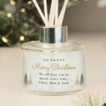 Personalised Any Message Christmas Tree Design Glass Reed Diffuser