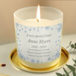 Personalised Forget Me Not Design Memorial Scented Frosted Glass Jar Candle - Image 5