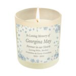 Personalised Forget Me Not Design Memorial Scented Frosted Glass Jar Candle - Image 3