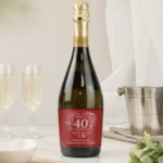 Personalised 'Happy 40th Anniversary' Ruby Heart Design Bottle of Prosecco